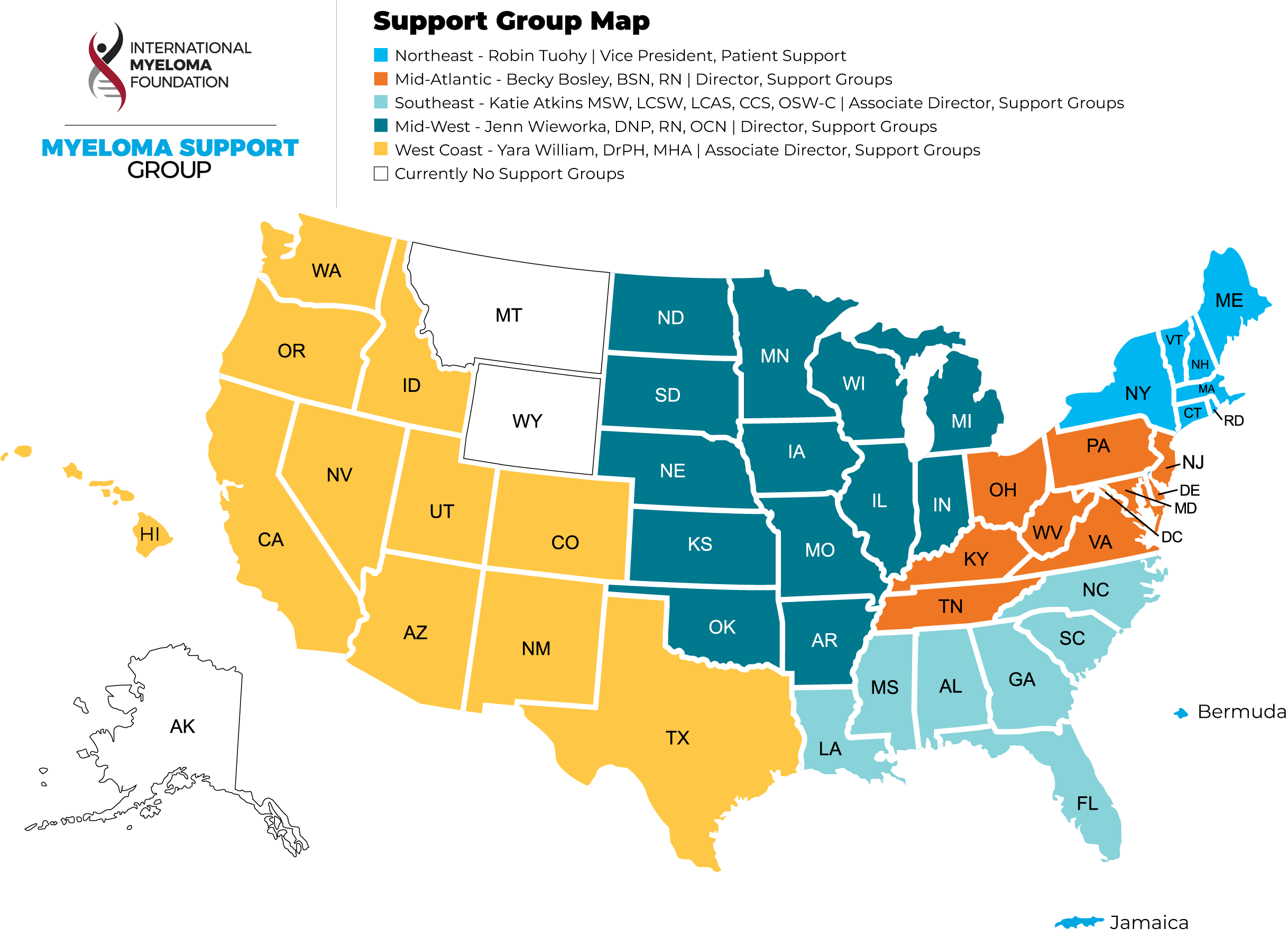 U.S. map of support groups